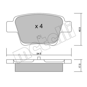 Pločice zadnje 307/C4 bosch sistem / Metelli 22-0639-0 - Slika 1